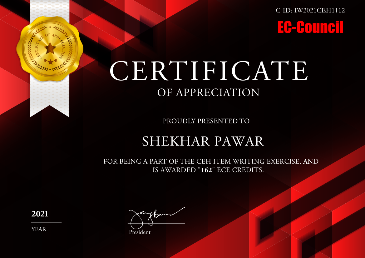 Item Writing Certificate Of Appreciation
